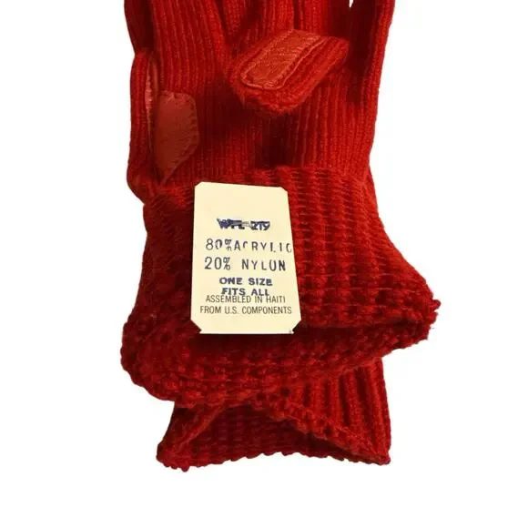 Vtg Sensations By Isotoner Red Knit Leather Palms OSFM Flexible Slenderizor Fit - Picture 4 of 8